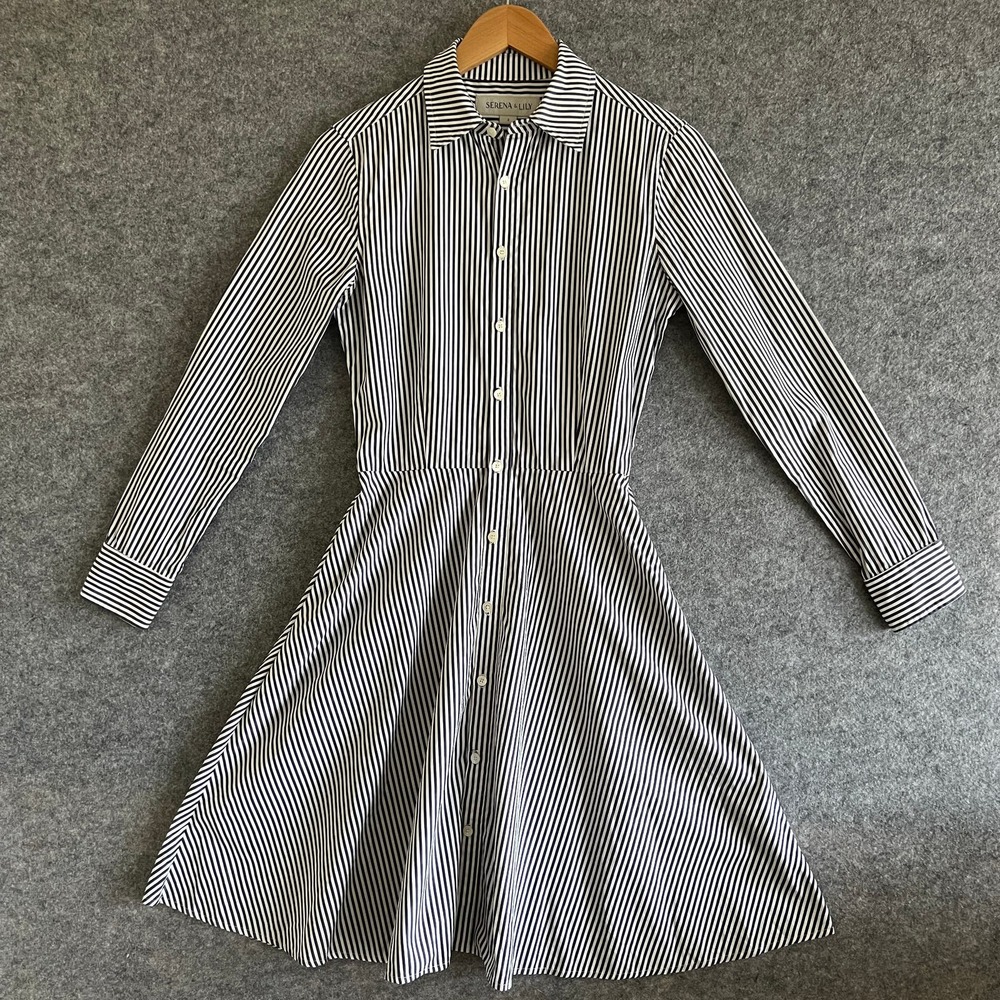 Serena & Lily Navy Stripe Jane Women's Shirt Dress